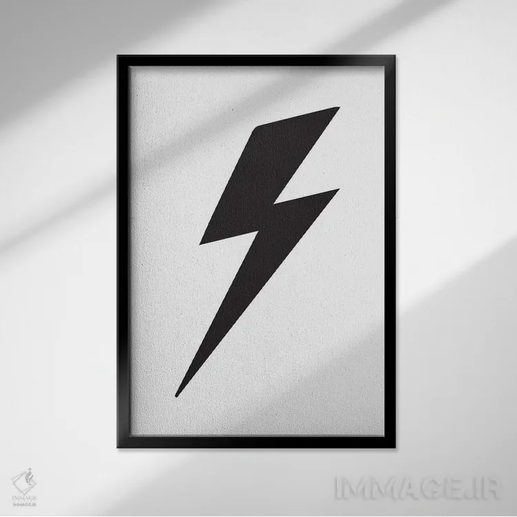 تابلو دکوراتیو صاعقه اثر پیکسی پیپر - نمای قابدار مشکی