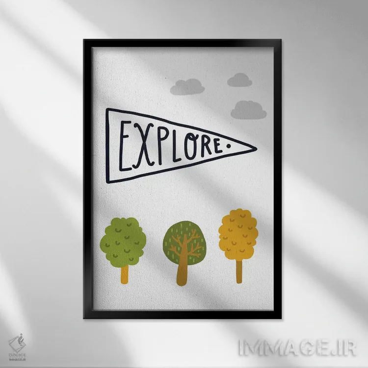 تابلو دکوراتیو پرچم کاشف کوچک اثر پیکسی پیپر - نمای قابدار مشکی