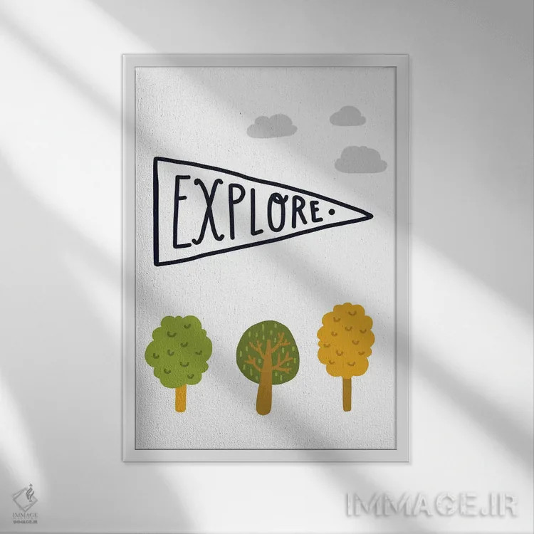 تابلو دکوراتیو پرچم کاشف کوچک اثر پیکسی پیپر - نمای قابدار سفید