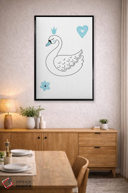 تابلو مینیمال رقاص کوچک باله قو آبی اثر پیکسی پیپر - D6B