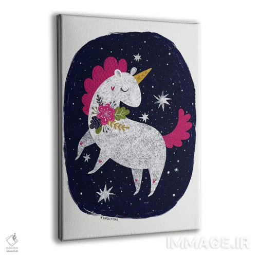 تابلو دکوراتیو اسب شاخدار شب جادویی اثر پیکسی پیپر - نمای پرسپکتیو محصول