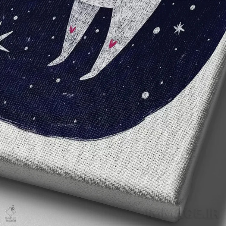 تابلو دکوراتیو اسب شاخدار شب جادویی اثر پیکسی پیپر - نمای نزدیک بافت بوم