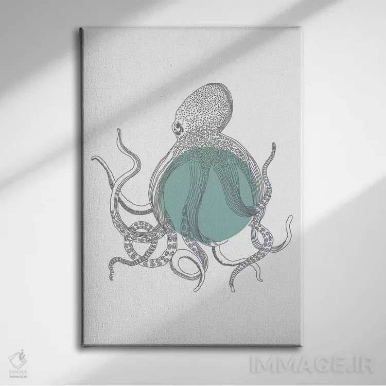 تابلو دکوراتیو مجموعه جانوران دریایی ۰۱ اثر پیکسی پیپر - نمای روبهرو روی دیوار