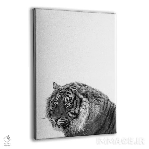 تابلو دکوراتیو ببر تک رنگ اثر پیکسی پیپر - نمای پرسپکتیو محصول