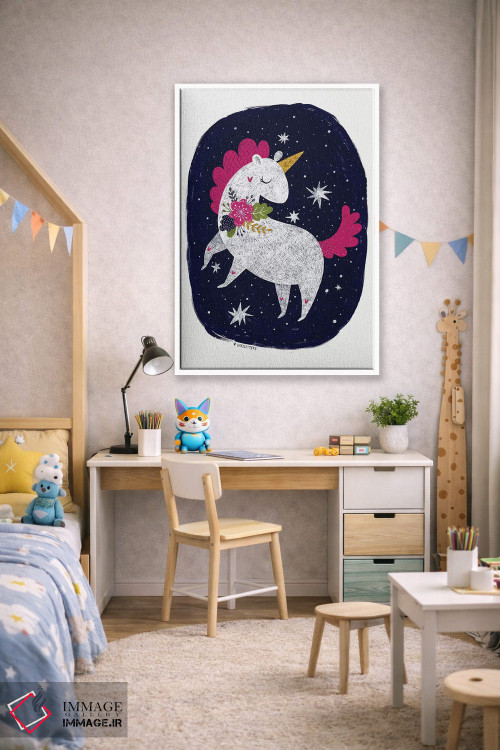 تابلو دکوراتیو اسب شاخدار شب جادویی اثر پیکسی پیپر - D1W