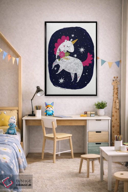 تابلو دکوراتیو اسب شاخدار شب جادویی اثر پیکسی پیپر - D2B