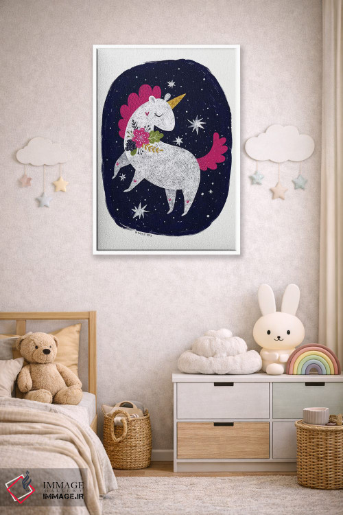 تابلو دکوراتیو اسب شاخدار شب جادویی اثر پیکسی پیپر - D3W