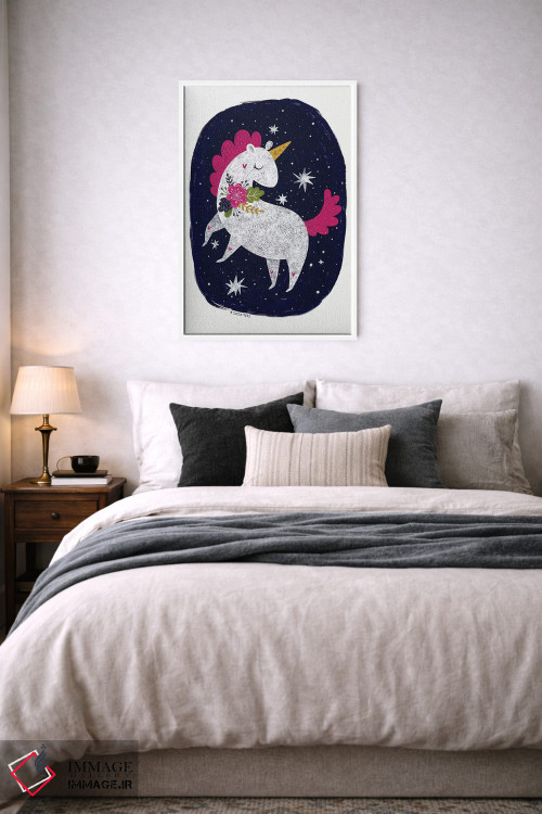 تابلو دکوراتیو اسب شاخدار شب جادویی اثر پیکسی پیپر - D6W