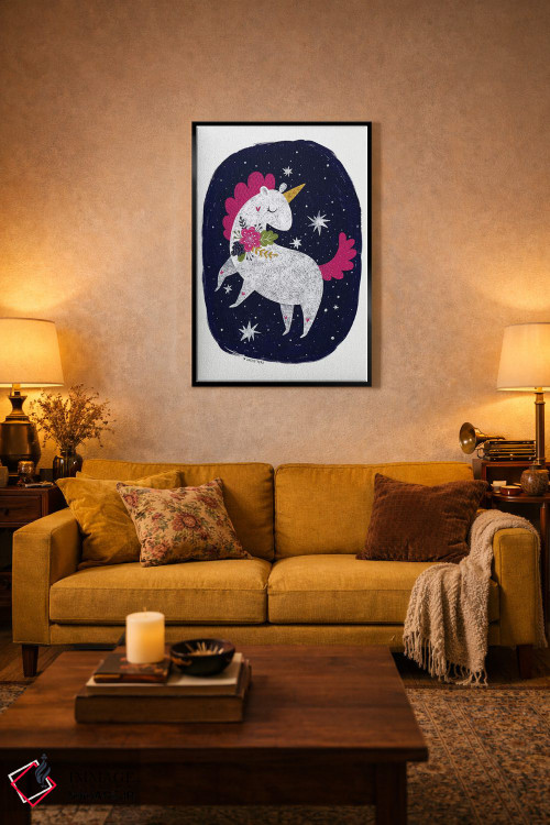 تابلو دکوراتیو اسب شاخدار شب جادویی اثر پیکسی پیپر - D5B