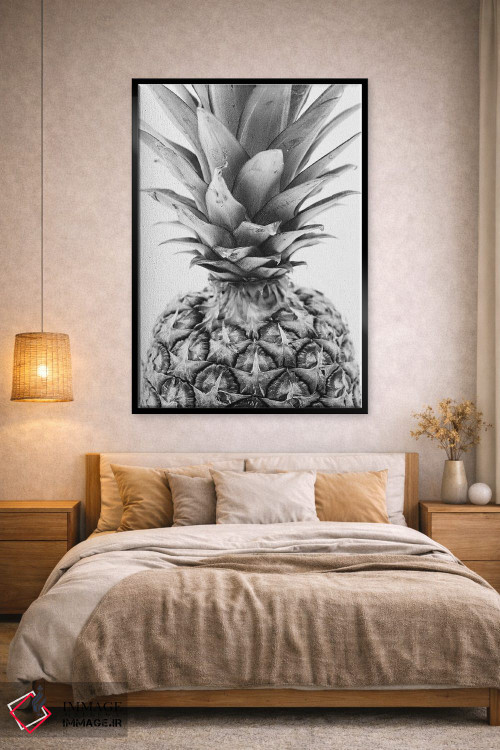 تابلو مینیمال آناناس تک رنگ اثر پیکسی پیپر - D1B