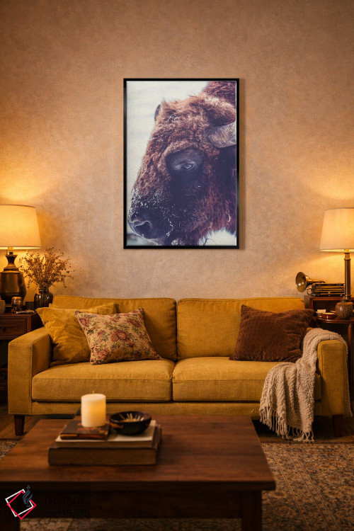 تابلو دکوراتیو گاو واقعی ۰۱ اثر پیکسی پیپر - D3B