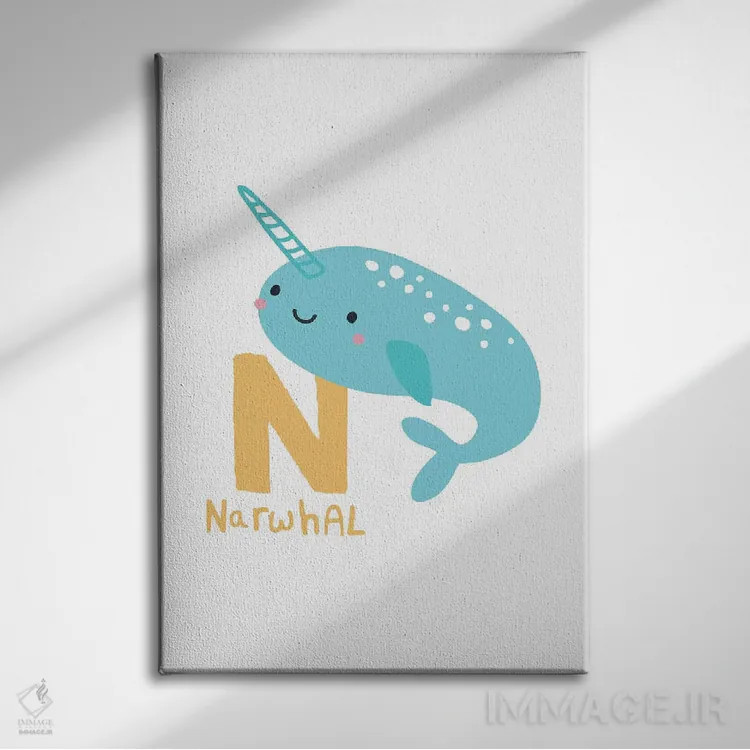 تابلو دکوراتیو حروف الفبای حیوانات اثر پیکسی پیپر - نمای روبهرو روی دیوار