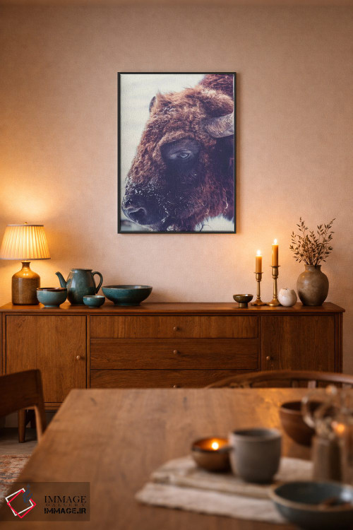 تابلو دکوراتیو گاو واقعی ۰۱ اثر پیکسی پیپر - D6B