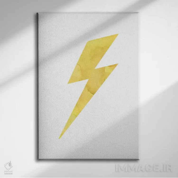 تابلو دکوراتیو تصویر آبرنگی رعد و برق اثر پیکسی پیپر - نمای روبهرو روی دیوار