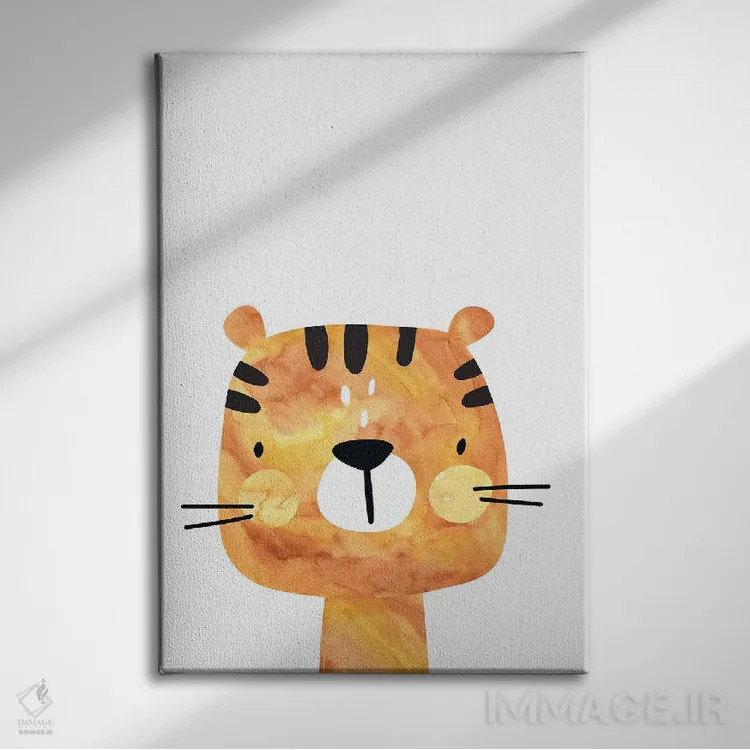 تابلو دکوراتیو ببر آبرنگی اثر پیکسی پیپر - نمای روبهرو روی دیوار