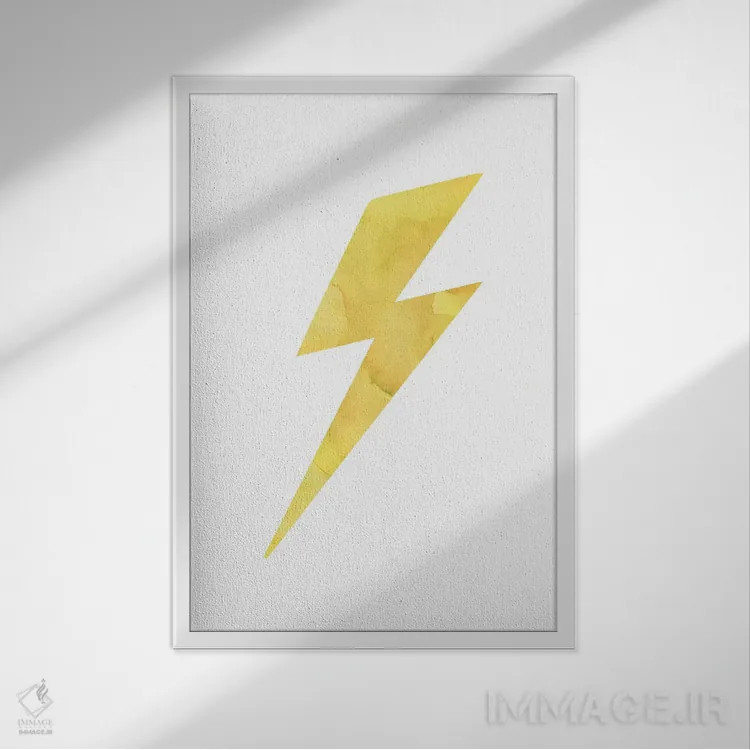 تابلو دکوراتیو تصویر آبرنگی رعد و برق اثر پیکسی پیپر - نمای قابدار سفید