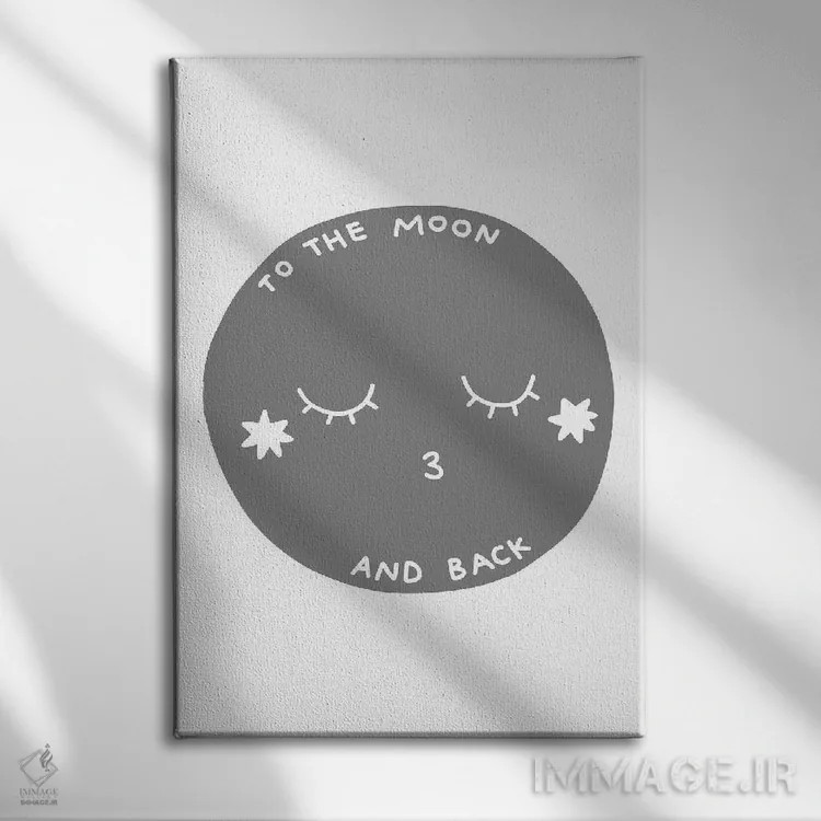تابلو دکوراتیو تا ماه و بازگشت - خاکستری اسکانباوراویایی اثر پیکسی پیپر - نمای روبهرو روی دیوار
