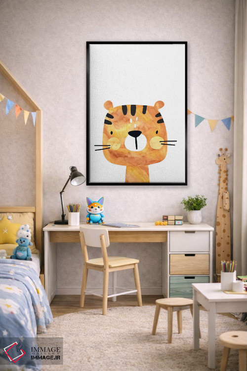 تابلو دکوراتیو ببر آبرنگی اثر پیکسی پیپر - D1B