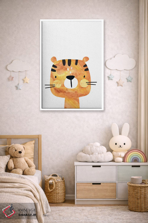 تابلو دکوراتیو ببر آبرنگی اثر پیکسی پیپر - D4W