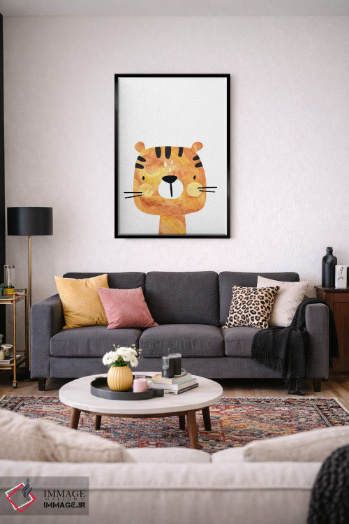 تابلو دکوراتیو ببر آبرنگی اثر پیکسی پیپر - D5B