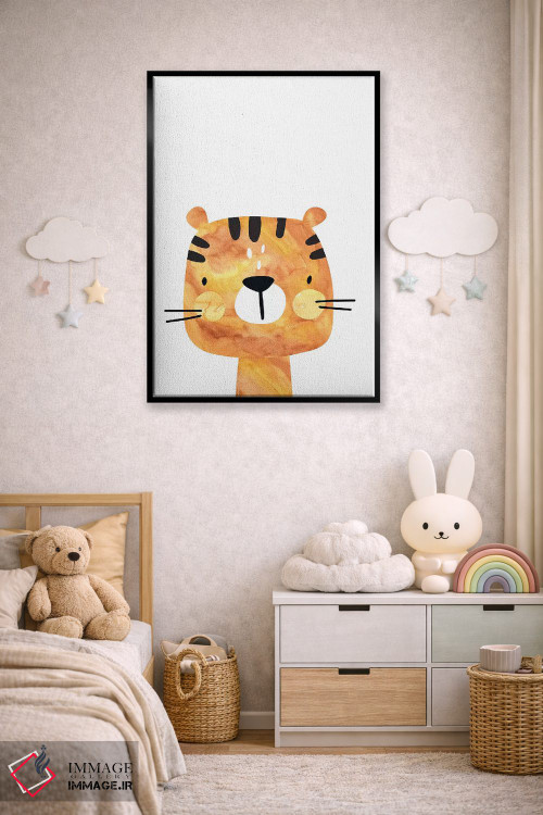 تابلو دکوراتیو ببر آبرنگی اثر پیکسی پیپر - D6B