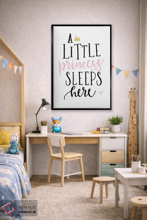 تابلو دکوراتیو یک پرنسس کوچک طلایی صورتی اثر پیکسی پیپر - D3B