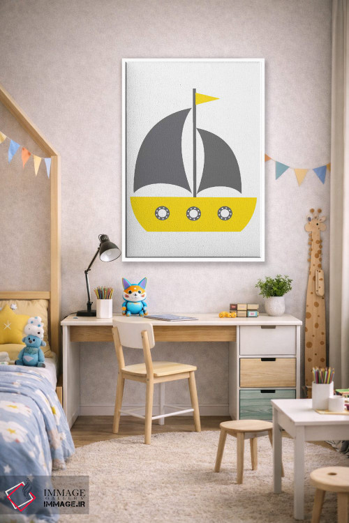 تابلو دکوراتیو قایق زرد - طرح نوردیک اثر پیکسی پیپر - D1W