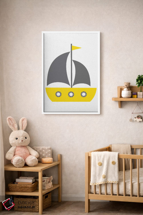 تابلو دکوراتیو قایق زرد - طرح نوردیک اثر پیکسی پیپر - D3W