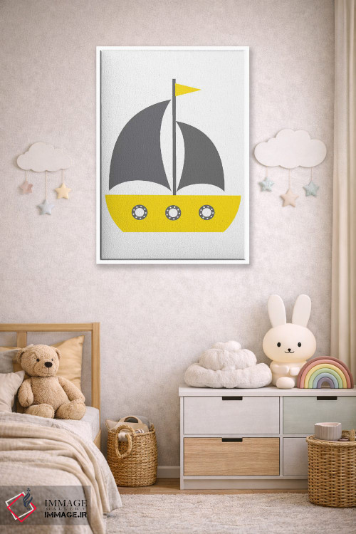 تابلو دکوراتیو قایق زرد - طرح نوردیک اثر پیکسی پیپر - D4W