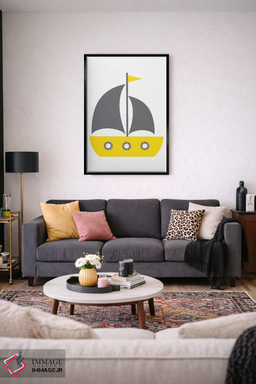 تابلو دکوراتیو قایق زرد - طرح نوردیک اثر پیکسی پیپر - D5B