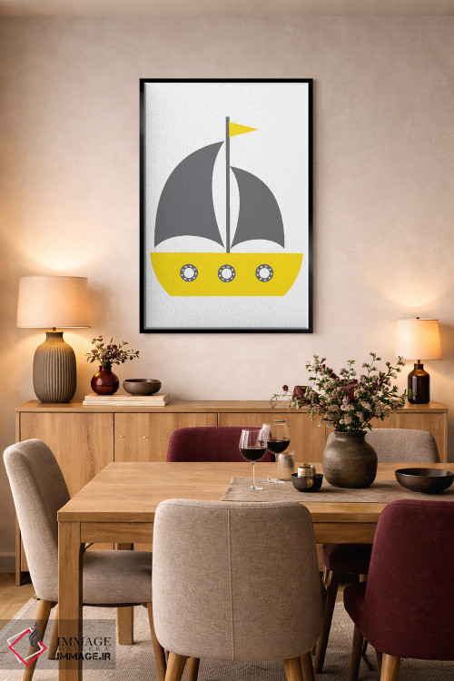 تابلو دکوراتیو قایق زرد - طرح نوردیک اثر پیکسی پیپر - D6B