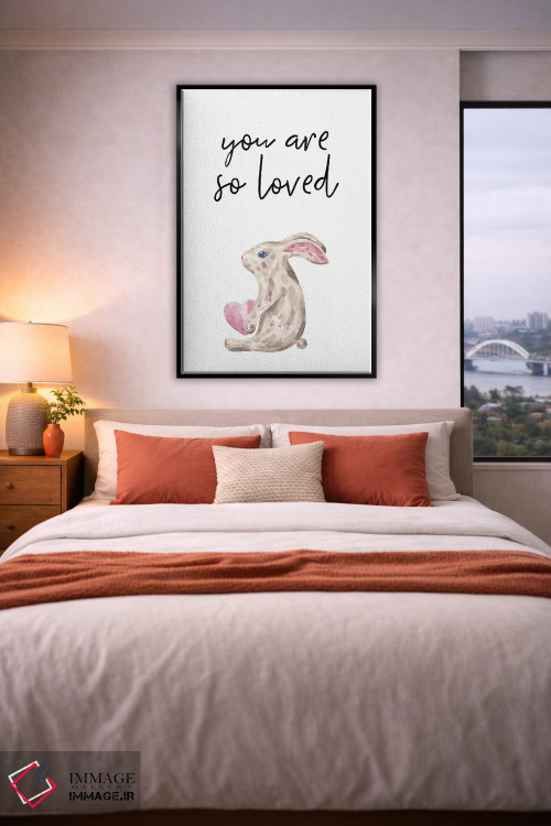 تابلو دکوراتیو تو بسیار دوست داشتنی هستی - خرگوش آبرنگی اثر پیکسی پیپر - D5B