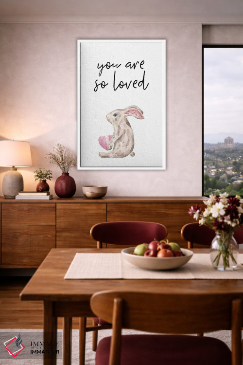 تابلو دکوراتیو تو بسیار دوست داشتنی هستی - خرگوش آبرنگی اثر پیکسی پیپر - D4W