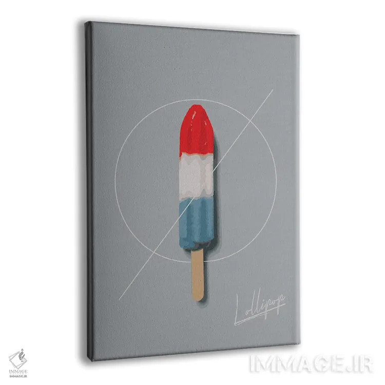 تابلو مدرن آب نبات چوبی اثر پیکسی پیپر - نمای پرسپکتیو محصول