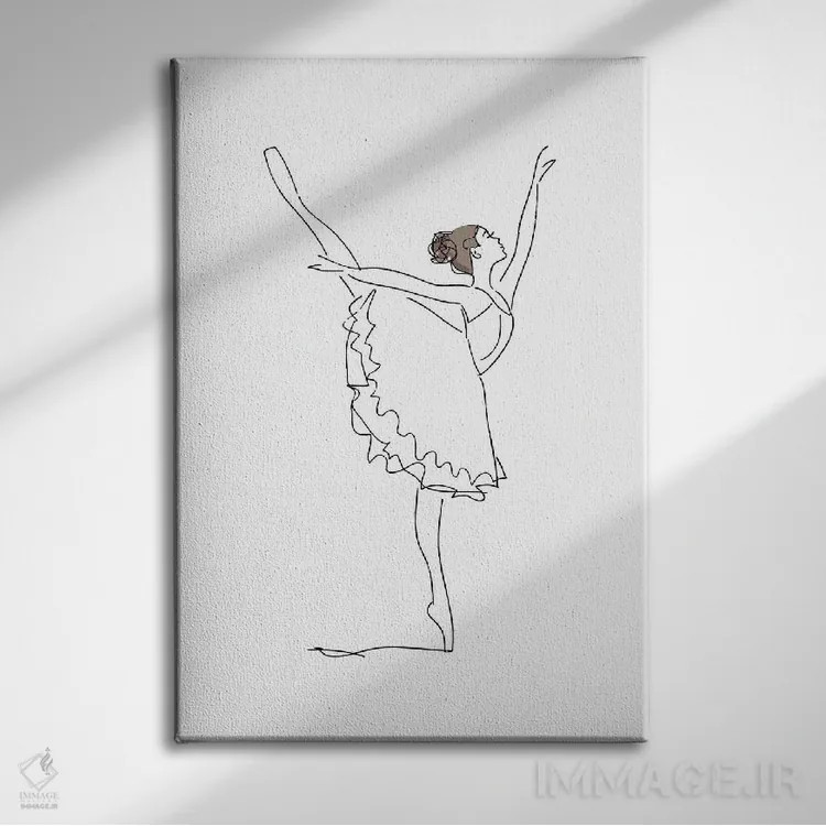 تابلو مینیمال خطوط هنری رقص باله اثر پیکسی پیپر - نمای روبهرو روی دیوار