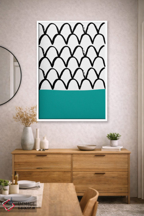 تابلو مینیمال فلس ماهی فیروزه ای نئون فانک اثر پیکسی پیپر - D1W