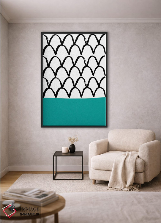 تابلو مینیمال فلس ماهی فیروزه ای نئون فانک اثر پیکسی پیپر - D2B