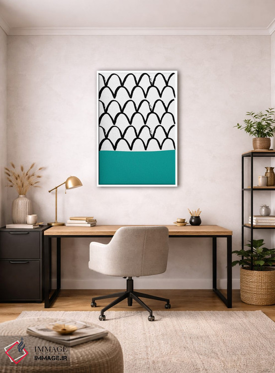 تابلو مینیمال فلس ماهی فیروزه ای نئون فانک اثر پیکسی پیپر - D4W