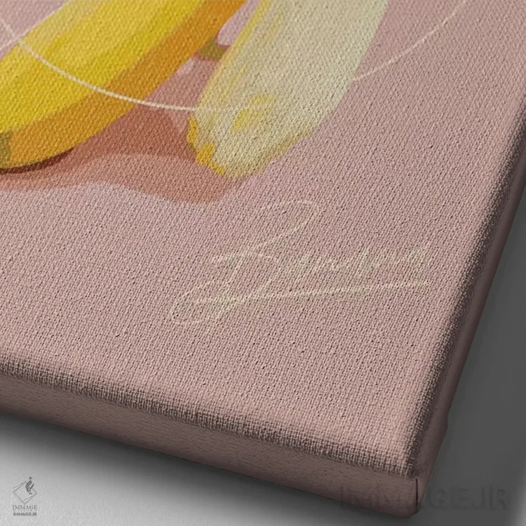 تابلو مینیمال تابستان موزی اثر پیکسی پیپر - نمای نزدیک بافت بوم