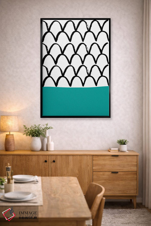 تابلو مینیمال فلس ماهی فیروزه ای نئون فانک اثر پیکسی پیپر - D5B