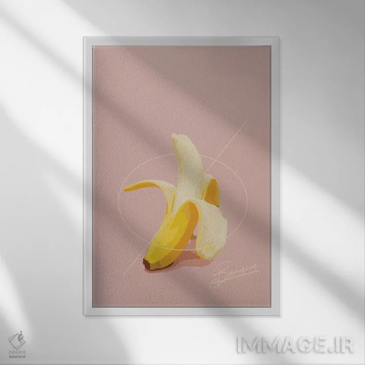 تابلو مینیمال تابستان موزی اثر پیکسی پیپر - نمای قابدار سفید