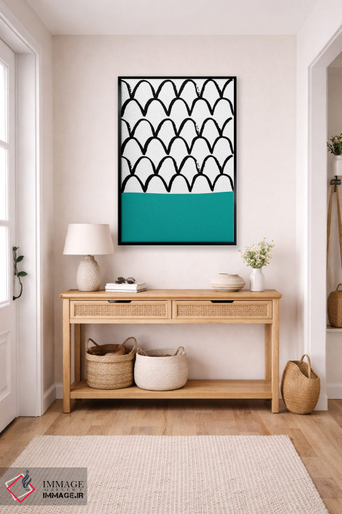 تابلو مینیمال فلس ماهی فیروزه ای نئون فانک اثر پیکسی پیپر - D6B