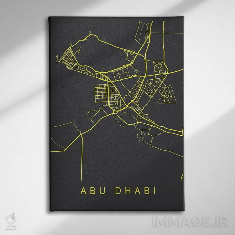 تابلو دکوراتیو نقشه ابوظبی اثر پیکسی پیپر - نمای روبهرو روی دیوار
