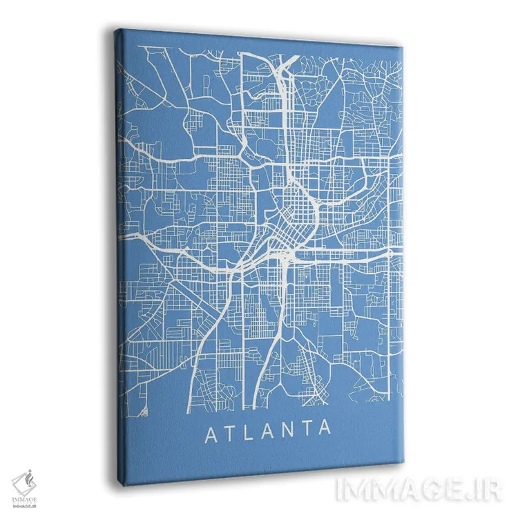 تابلو دکوراتیو نقشه آتلانتا اثر پیکسی پیپر - نمای پرسپکتیو محصول