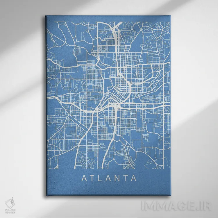 تابلو دکوراتیو نقشه آتلانتا اثر پیکسی پیپر - نمای روبهرو روی دیوار