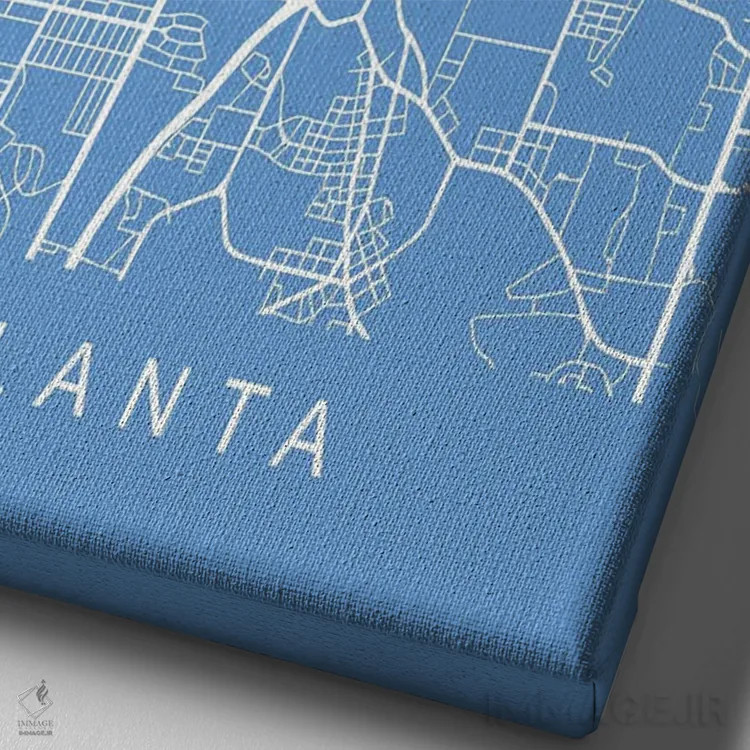 تابلو دکوراتیو نقشه آتلانتا اثر پیکسی پیپر - نمای نزدیک بافت بوم