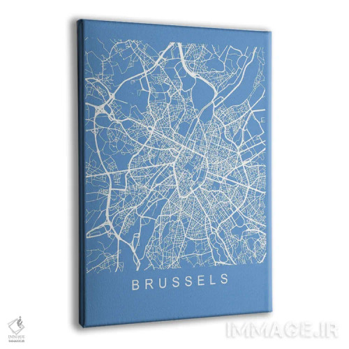 تابلو دکوراتیو نقشه بروکسل اثر پیکسی پیپر - نمای پرسپکتیو محصول