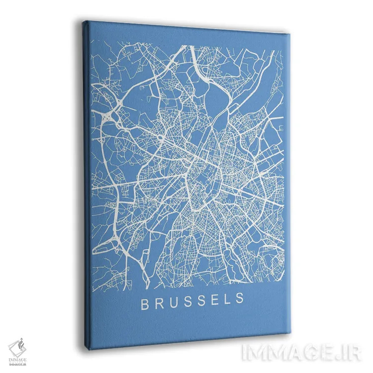 تابلو دکوراتیو نقشه بروکسل اثر پیکسی پیپر - نمای پرسپکتیو محصول