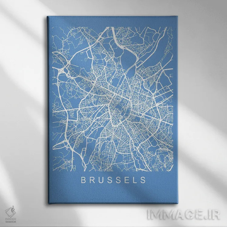 تابلو دکوراتیو نقشه بروکسل اثر پیکسی پیپر - نمای روبهرو روی دیوار