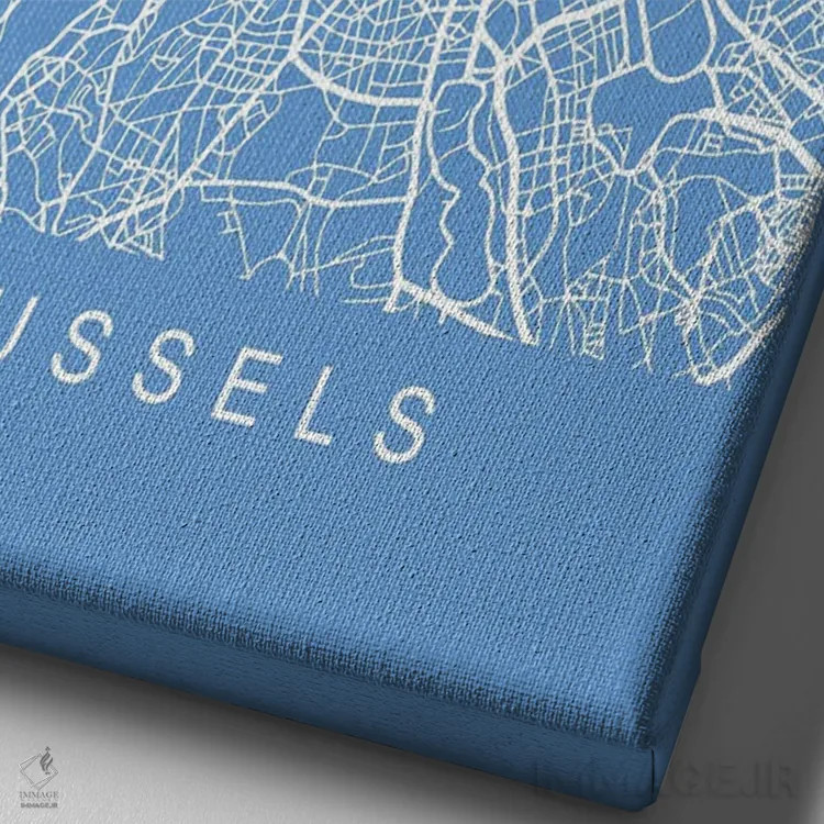 تابلو دکوراتیو نقشه بروکسل اثر پیکسی پیپر - نمای نزدیک بافت بوم